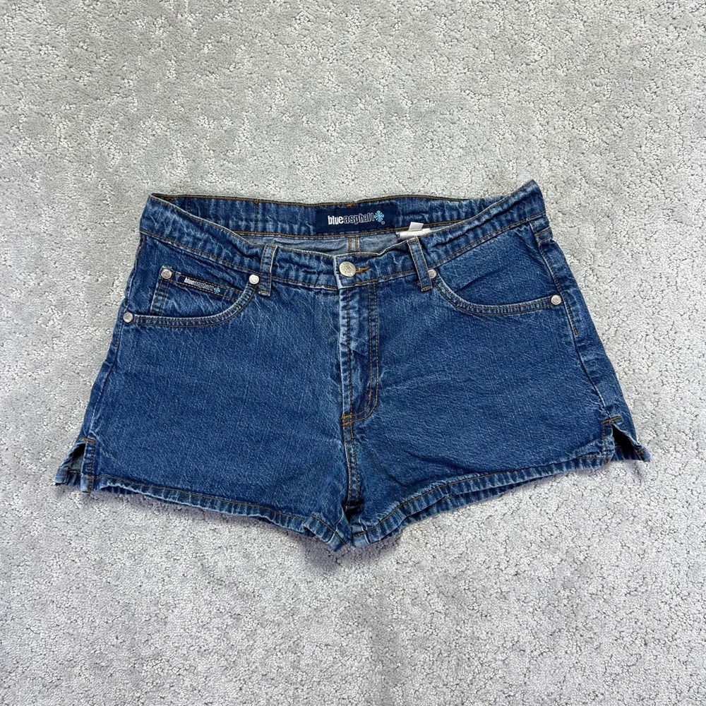 VINTAGE‎ Y2K Blue Asphalt Denim Shorts Size 9 Blue Medium Wash High Rise Jorts
